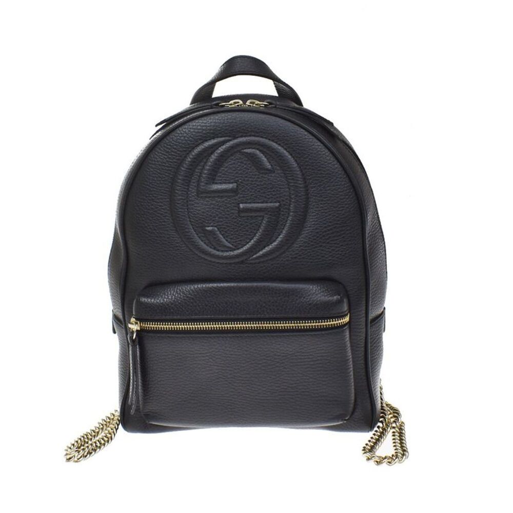 Gucci Soho Chain Leather Black Leather Backpack Bag